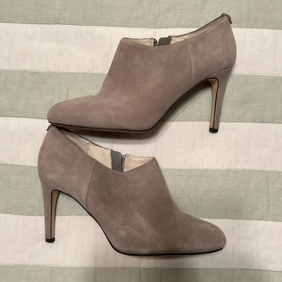 Michael Kors Sammy Ankle Zip Booties Heels Pearl Grey Suede 9M - Picture 4 of 7